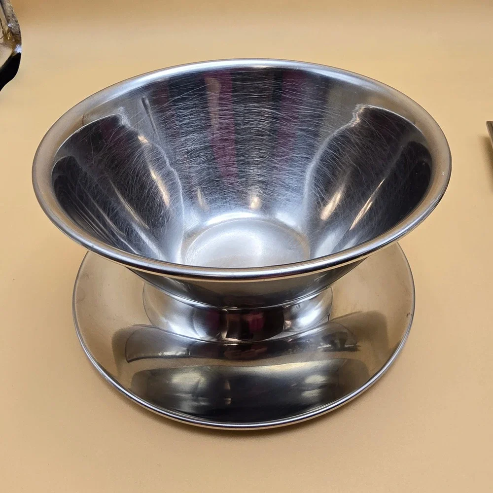 International Decorator Stainless 18-8 Gravy Boat Sauce Dish Set with‎ Trays